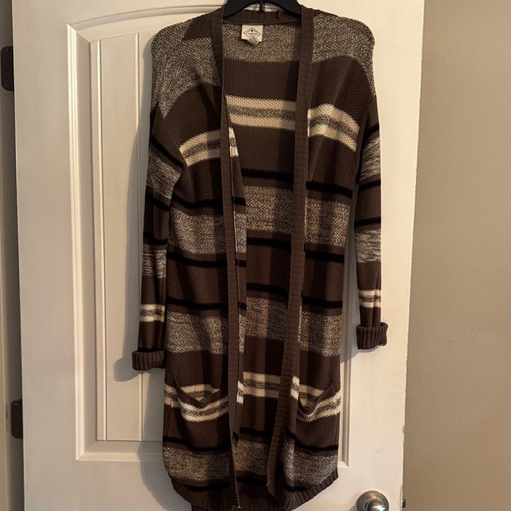 St. John's Bay Brown Striped Cardigan